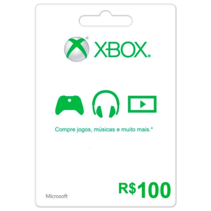 Cartão Presente R$100 Xbox Live Brasil - Microsoft