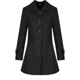 PELETERIA CORDEIRO - CASACO LÃ 3/4 RECORTES MARTINGALE COSTAS - PRETO PELETERIA CORDEIRO - CASACO LÃ 3/4 RECORTES MARTINGALE COSTAS - PRETO