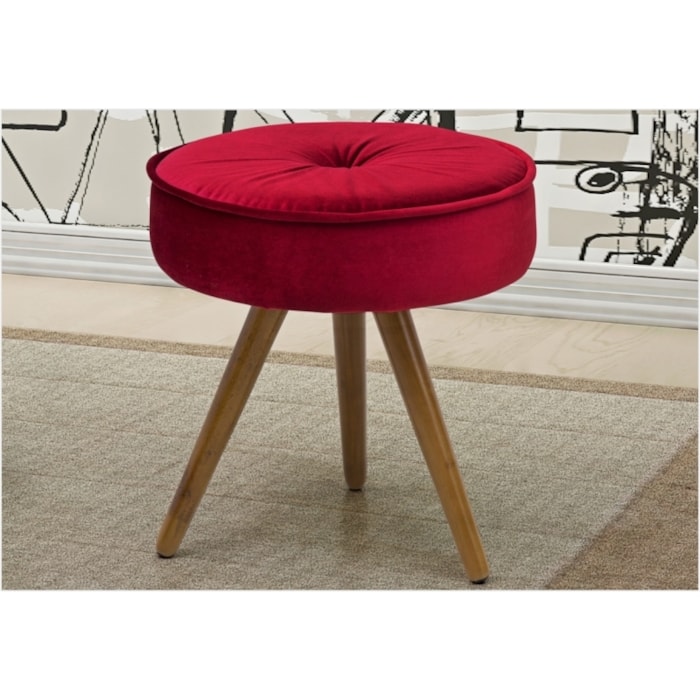 Puff Decorativo Júlia Suede Animale Vermelho - Bremol