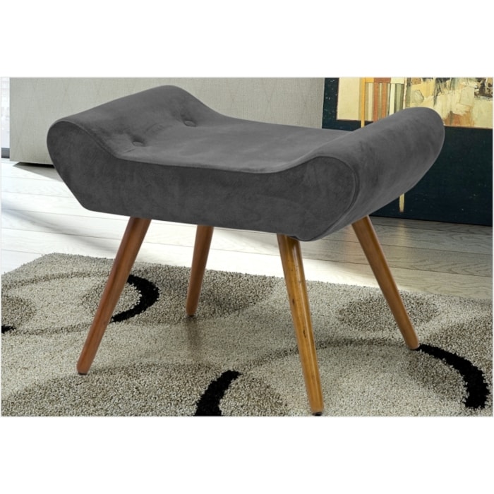 Puff Decorativo Laura Suede Animale Cinza - Bremol