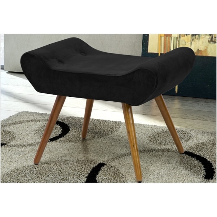 Puff Decorativo Laura Suede Animale Preto - Bremol